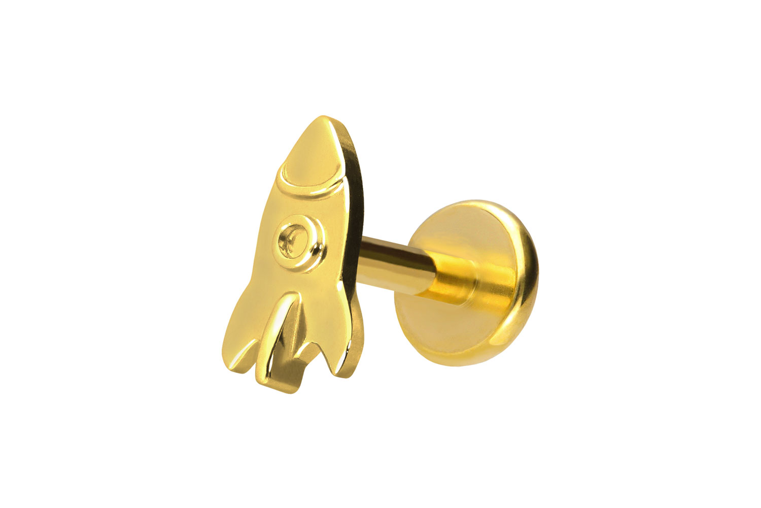 Titan Labret Piercing mit Push Fit RAKETE